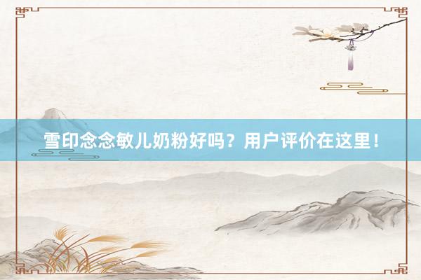 雪印念念敏儿奶粉好吗？用户评价在这里！